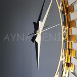 Güneş Golden Latin Black Model Altın Siyah Renk Dekoratif Aynalı Duvar Saati-13