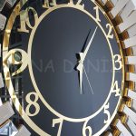 Güneş Golden Latin Black Model Altın Siyah Renk Dekoratif Aynalı Duvar Saati-15