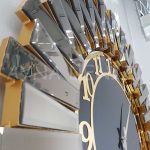 Güneş Golden Latin Black Model Altın Siyah Renk Dekoratif Aynalı Duvar Saati-17