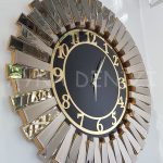 Güneş Golden Latin Black Model Altın Siyah Renk Dekoratif Aynalı Duvar Saati-4