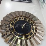 Güneş Golden Latin Black Model Altın Siyah Renk Dekoratif Aynalı Duvar Saati-6