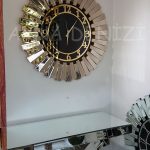 Güneş Golden Latin Black Model Altın Siyah Renk Dekoratif Aynalı Duvar Saati-7