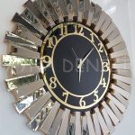 Güneş Golden Latin Black Model Altın Siyah Renk Dekoratif Aynalı Duvar Saati-9