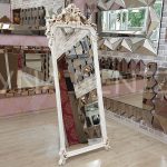 Vintage Madam Model Eskitme Beyaz Renk Ayaklı Boy Aynası-1