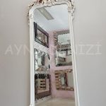 Vintage Madam Model Eskitme Beyaz Renk Boy Aynası-3