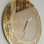 Golden Matris Bronze Model Altın Bronz Renk Dekoratif Aynalı Duvar Saati-2