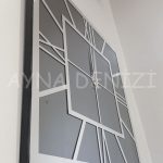 Silver Quare Smoked Model Gümüş Füme Renk Dekoratif Aynalı Duvar Saati-11