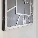 Silver Quare Smoked Model Gümüş Füme Renk Dekoratif Aynalı Duvar Saati-18