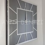 Silver Quare Smoked Model Gümüş Füme Renk Dekoratif Aynalı Duvar Saati-2