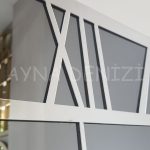 Silver Quare Smoked Model Gümüş Füme Renk Dekoratif Aynalı Duvar Saati-22