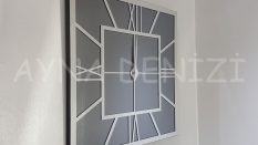 Silver Quare Smoked Model Gümüş Füme Renk Dekoratif Aynalı Duvar Saati