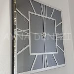 Silver Quare Smoked Model Gümüş Füme Renk Dekoratif Aynalı Duvar Saati-3