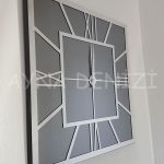 Silver Quare Smoked Model Gümüş Füme Renk Dekoratif Aynalı Duvar Saati-4