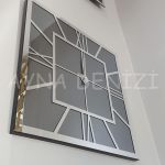 Silver Quare Smoked Model Gümüş Füme Renk Dekoratif Aynalı Duvar Saati-6