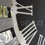 Güneş Smoked Jet Black Model Gümüş Siyah Renk Dekoratif Aynalı Duvar Saati-16
