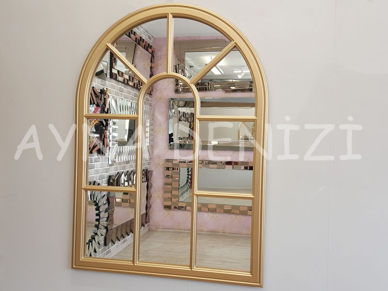 Modena Model Altın Renk Dekoratif Pencere Ayna