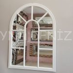 Modena Model Beyaz Renk Dekoratif Pencere Ayna-1
