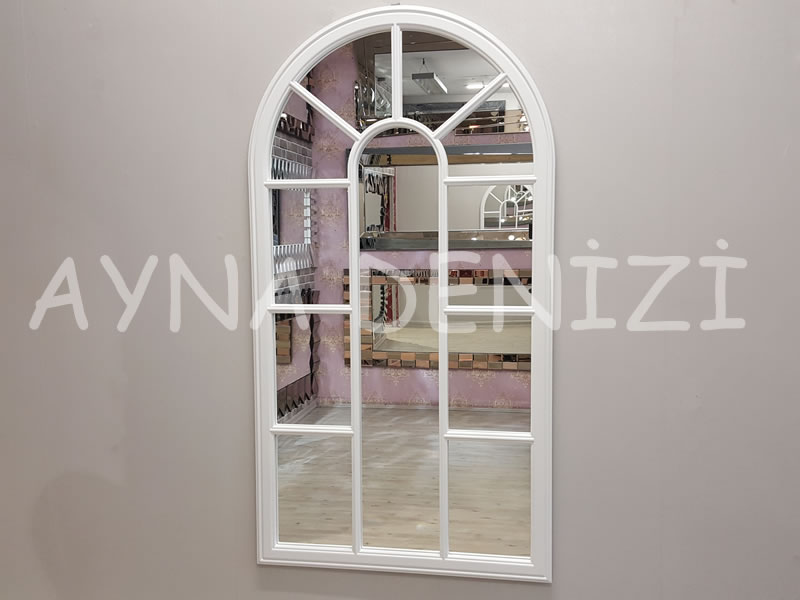 Ravenna Model Beyaz Renk Dekoratif Pencere Ayna