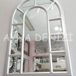 Bergamo Model Gümüş Renk Dekoratif Pencere Ayna-12