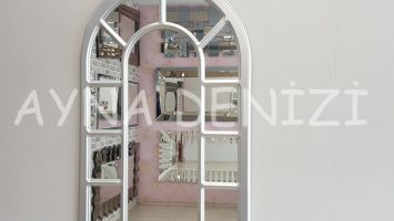 Bergamo Model Gümüş Renk Dekoratif Pencere Ayna