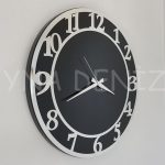 Silver Matris Black Model Gümüş Siyah Renk Dekoratif Aynalı Duvar Saati-1