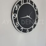 Silver Matris Black Model Gümüş Siyah Renk Dekoratif Aynalı Duvar Saati-10