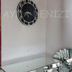Silver Matris Black Model Gümüş Siyah Renk Dekoratif Aynalı Duvar Saati-11
