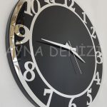 Silver Matris Black Model Gümüş Siyah Renk Dekoratif Aynalı Duvar Saati-14
