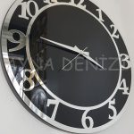 Silver Matris Black Model Gümüş Siyah Renk Dekoratif Aynalı Duvar Saati-15