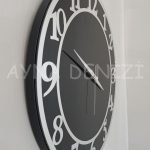 Silver Matris Black Model Gümüş Siyah Renk Dekoratif Aynalı Duvar Saati-16