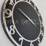 Silver Matris Black Model Gümüş Siyah Renk Dekoratif Aynalı Duvar Saati-17