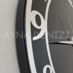 Silver Matris Black Model Gümüş Siyah Renk Dekoratif Aynalı Duvar Saati-20