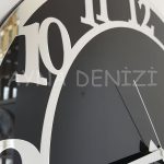 Silver Matris Black Model Gümüş Siyah Renk Dekoratif Aynalı Duvar Saati-22