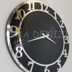 Silver Matris Black Model Gümüş Siyah Renk Dekoratif Aynalı Duvar Saati-3