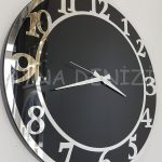 Silver Matris Black Model Gümüş Siyah Renk Dekoratif Aynalı Duvar Saati-6