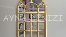Ancona Model Altın Renk Dekoratif Pencere Ayna