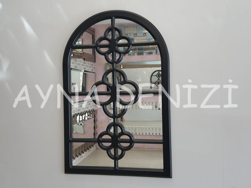 Jerez Model Siyah Renk Dekoratif Pencere Ayna