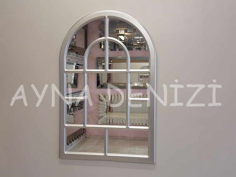 Parma Model Gümüş Renk Dekoratif Pencere Ayna