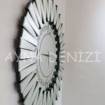 Güneş Enzo Silver Model Siyah Gümüş Renk Dekoratif Aynalı Duvar Saati-14