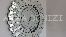 Güneş Enzo Silver Model Siyah Gümüş Renk Dekoratif Aynalı Duvar Saati
