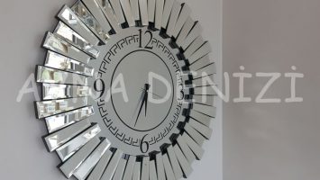 Güneş Enzo Silver Model Siyah Gümüş Renk Dekoratif Aynalı Duvar Saati