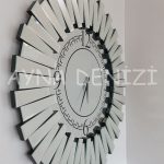 Güneş Enzo Silver Model Siyah Gümüş Renk Dekoratif Aynalı Duvar Saati-6
