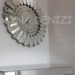 Güneş Enzo Silver Model Siyah Gümüş Renk Dekoratif Aynalı Duvar Saati-9