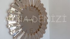 Güneş Loven Gold Model Altın Bronz Renk Dekoratif Aynalı Duvar Saati