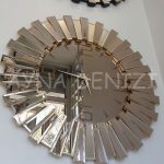 Güneş Loven Gold Model Altın Bronz Renk Dekoratif Aynalı Duvar Saati-7