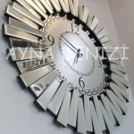 Güneş Retro Silver Model Siyah Gümüş Renk Dekoratif Aynalı Duvar Saati-12