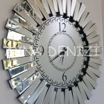 Güneş Retro Silver Model Siyah Gümüş Renk Dekoratif Aynalı Duvar Saati-2