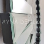 Güneş Retro Silver Model Siyah Gümüş Renk Dekoratif Aynalı Duvar Saati-20