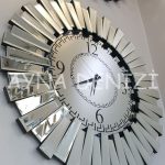 Güneş Retro Silver Model Siyah Gümüş Renk Dekoratif Aynalı Duvar Saati-4