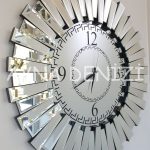 Güneş Retro Silver Model Siyah Gümüş Renk Dekoratif Aynalı Duvar Saati-5
